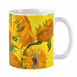 Danny Home Van Gogh Sunflowers Fine Porcelain Coffee Mug 350ml – Artistic Yellow Floral Tea Cup