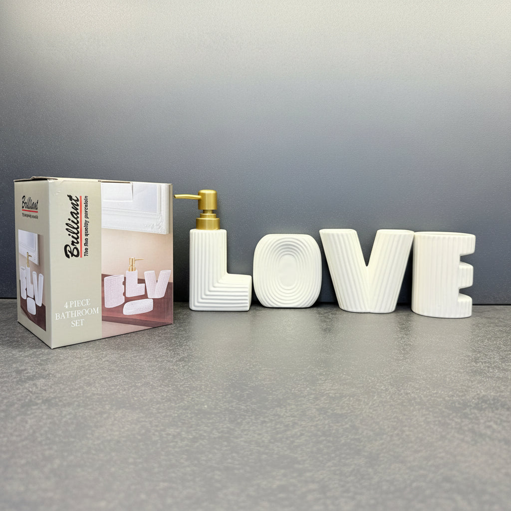 BR3009 4Pcs Bathroom Set W-Love 12c