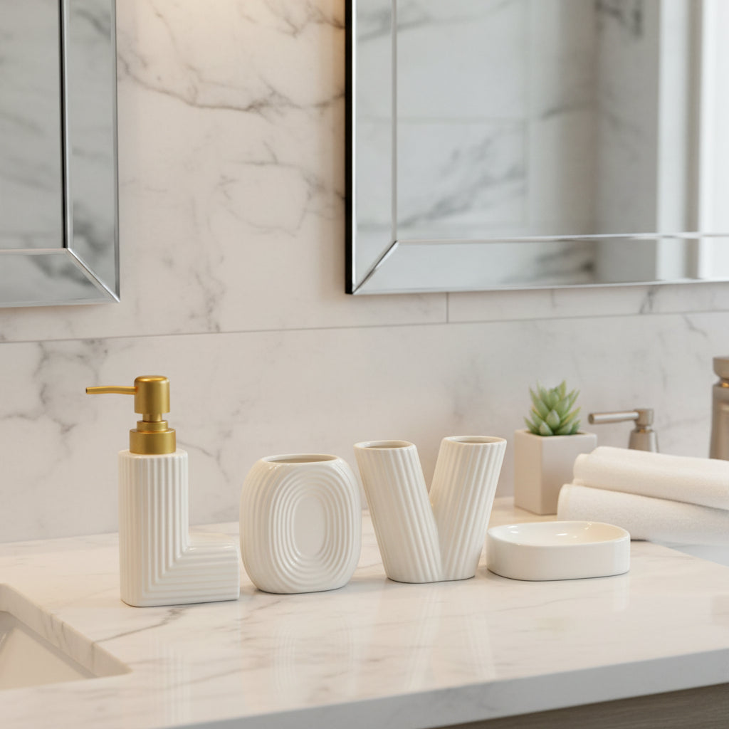 BR3009 4Pcs Bathroom Set W-Love 12c