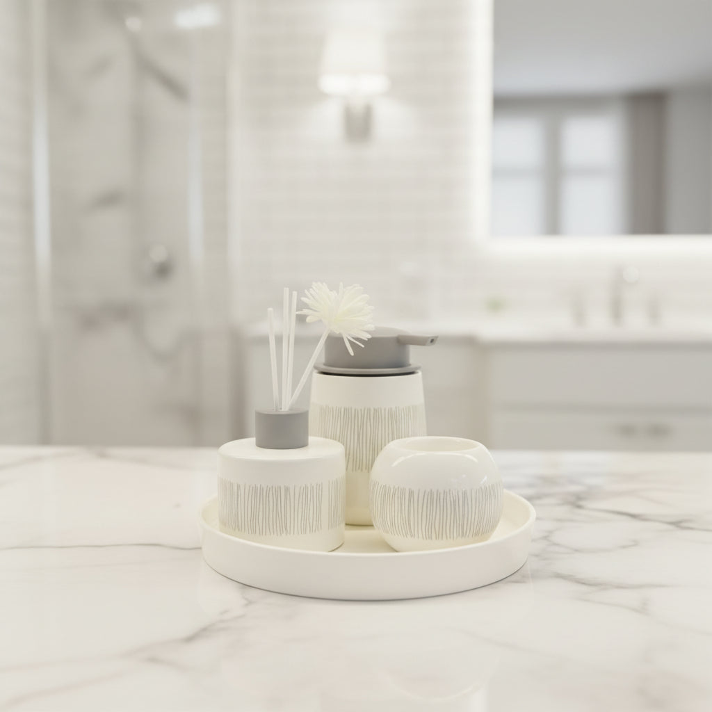 BR3017 4Pcs Bathroom Set Tray W-Line 12c