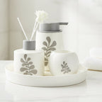 BR3018 4Pcs Bathroom Set Tray W-Leaf 12c