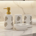 BR3015 4Pcs Bathroom Set Leaf White 12c