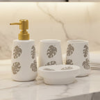BR3015 4Pcs Bathroom Set Leaf White 12c