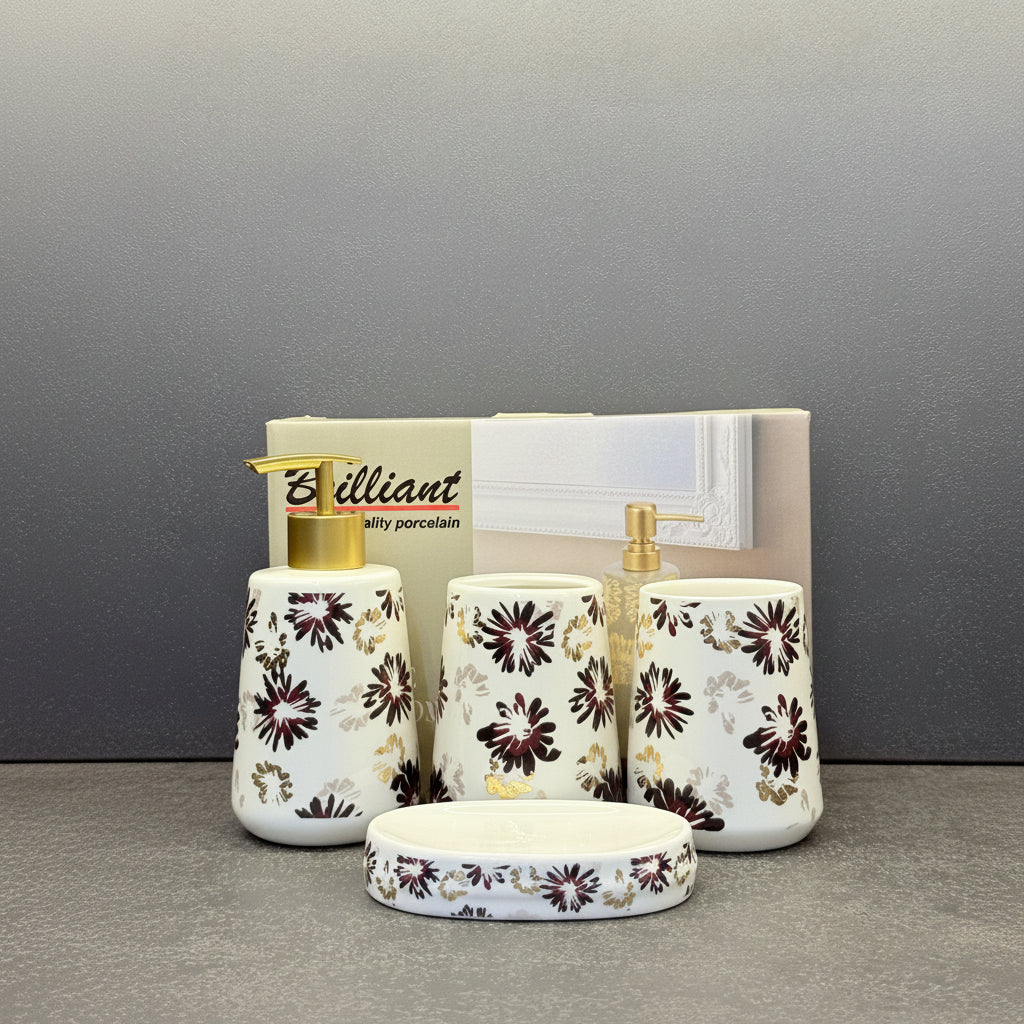BR3001 4Pcs Bath Set W-Dark Flower 12c