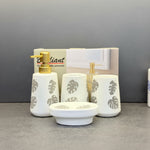 BR3015 4Pcs Bathroom Set Leaf White 12c