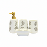 BR3015 4Pcs Bathroom Set Leaf White 12c