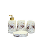 BR3002 4Pcs Bath Set W-Purple Flower 12c