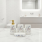 BR3003 4Pcs Bath Set W-Blue Flower 12c