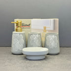 BR3016 4Pcs Bathroom Set Flower Gray 12c