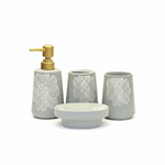 BR3016 4Pcs Bathroom Set Flower Gray 12c