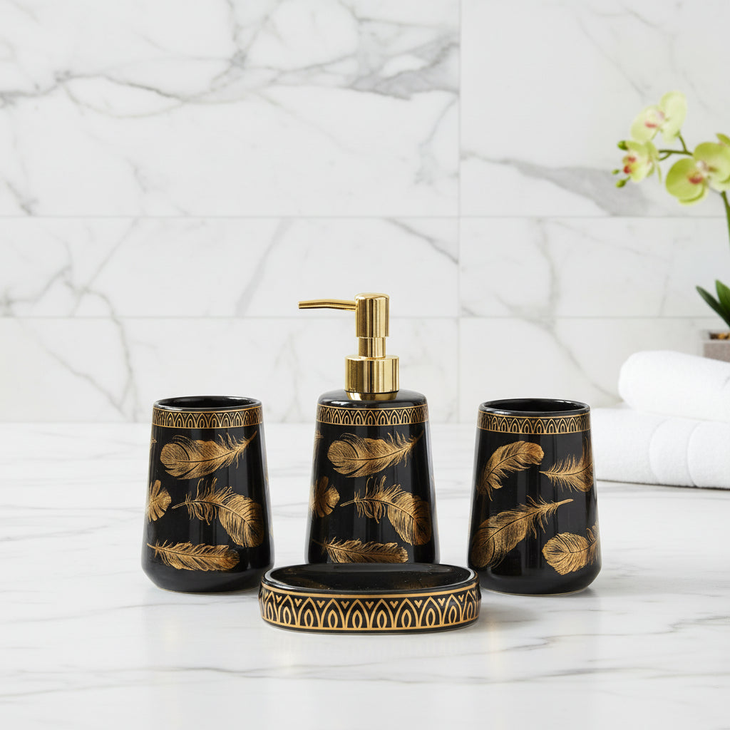 BR3005 4Pcs Bath Set B-Gold Leaf 12c