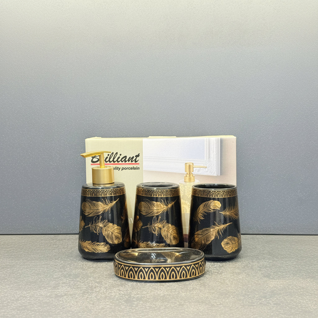 BR3005 4Pcs Bath Set B-Gold Leaf 12c