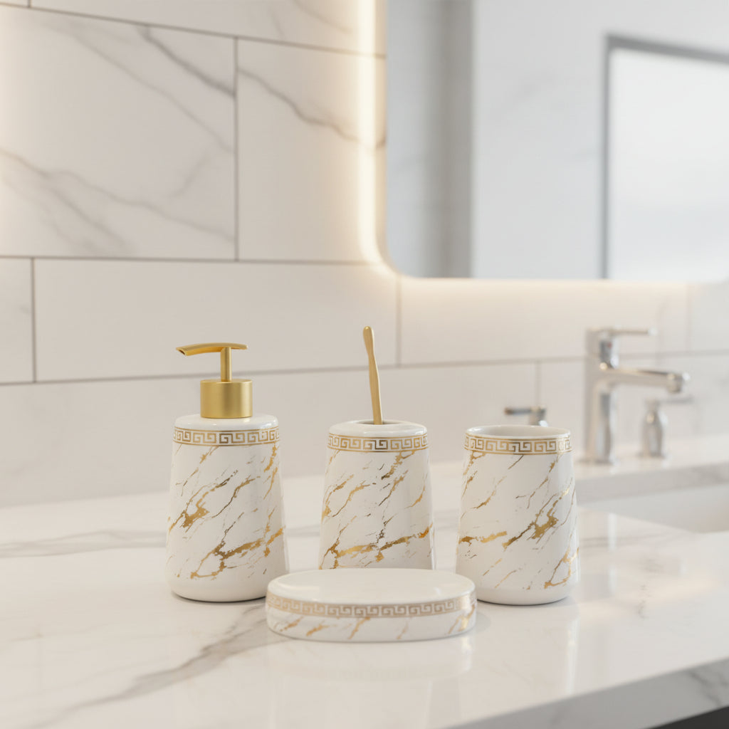 BR3006 4Pcs Bath Set W-Marble 12c