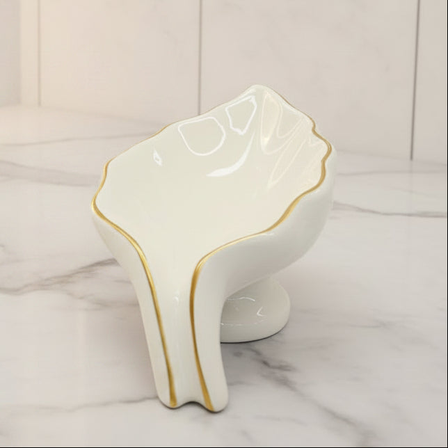 BR3034 Soap Dish White Leaf 60c