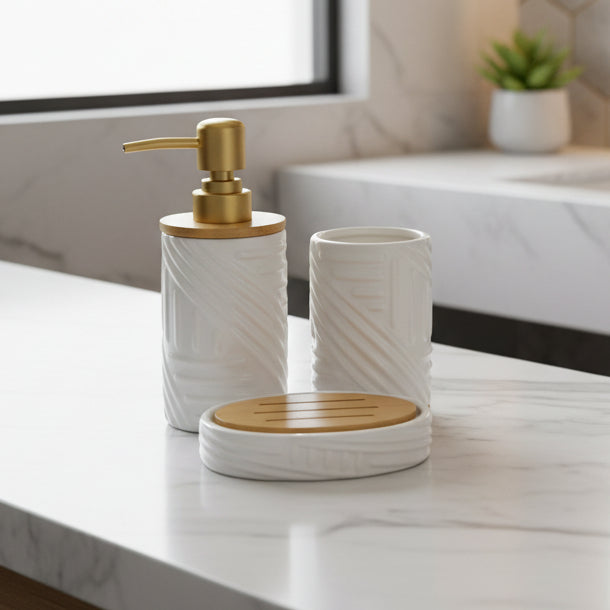 BR3030 3Pcs Bathroom Set RD White 12c