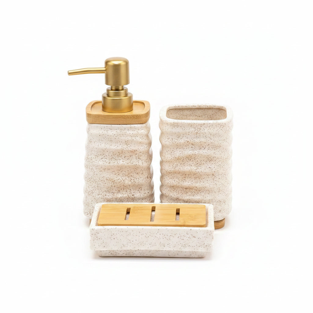BR3027 3Pcs Bathroom Set SQ Beige 12c