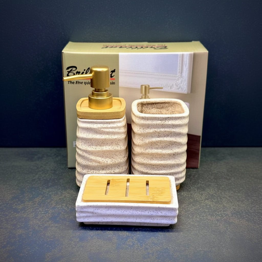 BR3027 3Pcs Bathroom Set SQ Beige 12c