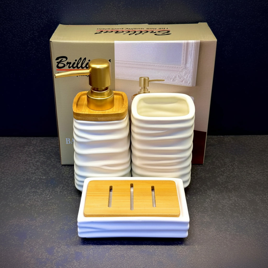 BR3029 3Pcs Bathroom Set SQ White 12c