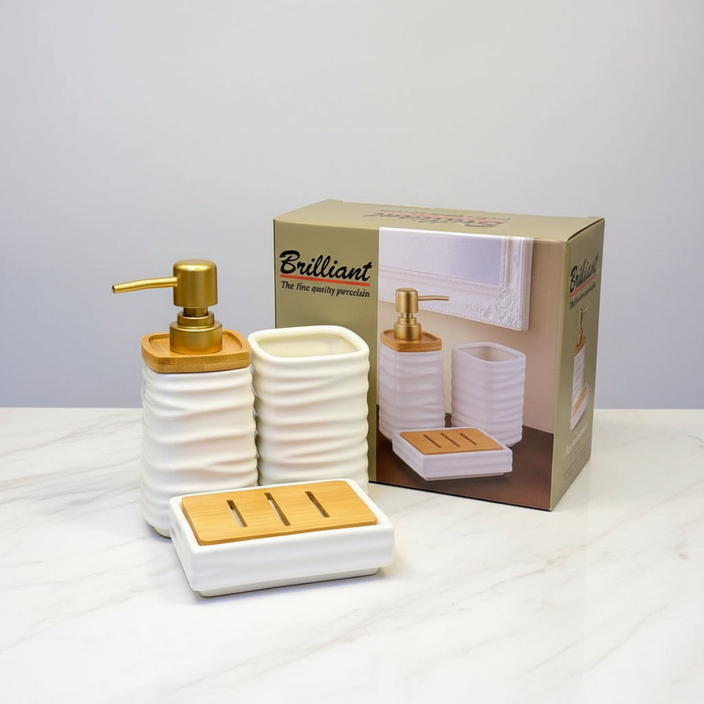 BR3029 3Pcs Bathroom Set SQ White 12c