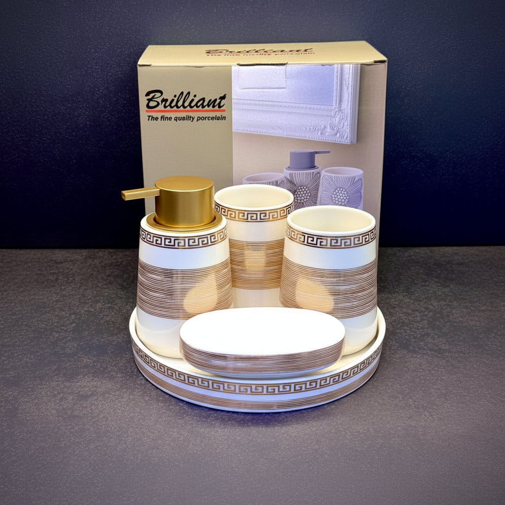 BR3019 5Pcs Bathroom Set Tray (WG) 12c