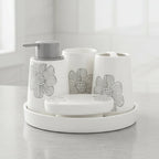BR3024 5PcsBathroom Set Tray W-Flower12c