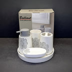 BR3024 5PcsBathroom Set Tray W-Flower12c