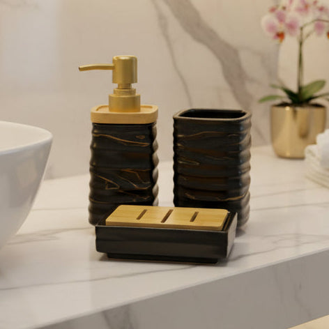 BR3028 3Pcs Bathroom Set SQ Black 12c