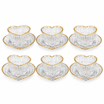 Premium Heart-Shaped Glass Dessert Bowl Set with Matching Saucers