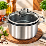 OSFE Premium Stainless Steel Honeycomb Stew Pot with Glass Lid – 26cm