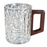 Stylish Clear Glass Drinking Cup with Wooden Handle