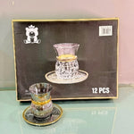 CG135 6Pcs  Kawa Set Gray + Gold Edge 8c