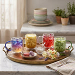 Luxurious Bow Glass Coffee Mug with Colored Handle & Ribbon Design (350ml)