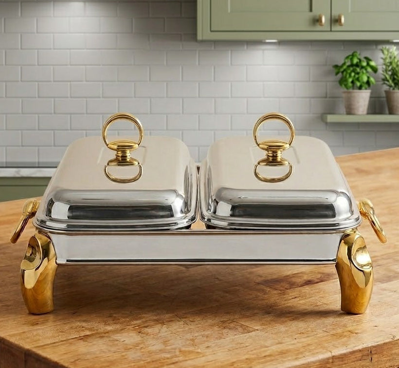 173846.G LUX GOLD 2*1 Rect Dish