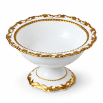 Danny Home Premium White & Gold Line Ceramic Footed Fruit & Candy Bowl – Elegant Royal Porcelain Serving Dish