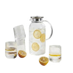 Danny Home 5-Piece Borosilicate Glass Teapot and Tumbler Set | Ribbed Pitcher & 4 Cups XF5T-01