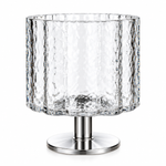 Danny Home Hand-Made Textured Pedestal Glass Bowl Jar (14.8x10x13.2cm) – Open Decorative Candy & Dessert Container