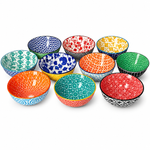 Danny Home Set of 10 Multicolor Printed Ceramic Bowls – Decorative Floral & Geometric Design
