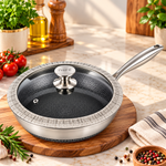 OSFE Premium Tri-Ply Stainless Steel Frying Pan with Glass Lid – 24cm