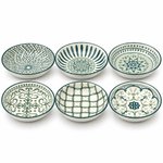 Danny Home 5.5 Inch Bohemian Printed Porcelain Snack & Sauce Dip Plates (6-Piece Set) SE-010