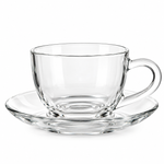 Premium 12-Piece Clear Glass Tea & Coffee Cup and Saucer Set 230ml – Elegant Classic Design