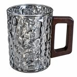 Stylish Grey Glass Drinking Cup with Wooden Handle