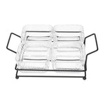 Danny Home Modern 4-Section Glass Snack Bowl Set with Metal Rack (300ml)