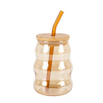 CG259 Glass With Straw Cup  Amber