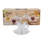 Premium Clear Swirl Fluted Glass Tea & Coffee Cup and Saucer Set – 12-Piece Set