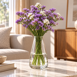Danny Home 305ml Modern Tapered Clear Glass Flower Vase – Elegant Tabletop Flower & Stem Display