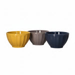 Danny Home 4.25" Porcelain Bowl Set of 3 – Multicolor Fluted Ceramic Snack & Dip Bowls