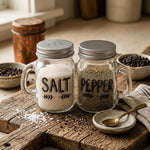 Danny Home Vintage Salt and Pepper Shakers Set with Handle & StainlessLid | Farmhouse Dining Table Spice Dispenser Set
