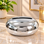 Premium Shiny Silver Oval Tissue Box Holder