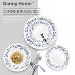 Danny Home 24 Piece Blue Floral Opalware Dinner Set  LXP24F-X