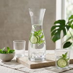 Danny Home 1200ml Modern Fluted Glass Water Bottle - Ribbed Beverage Pitcher & Carafe